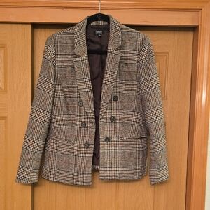 Beautiful Jones New York Women's Plaid Blazer in Black and Brown